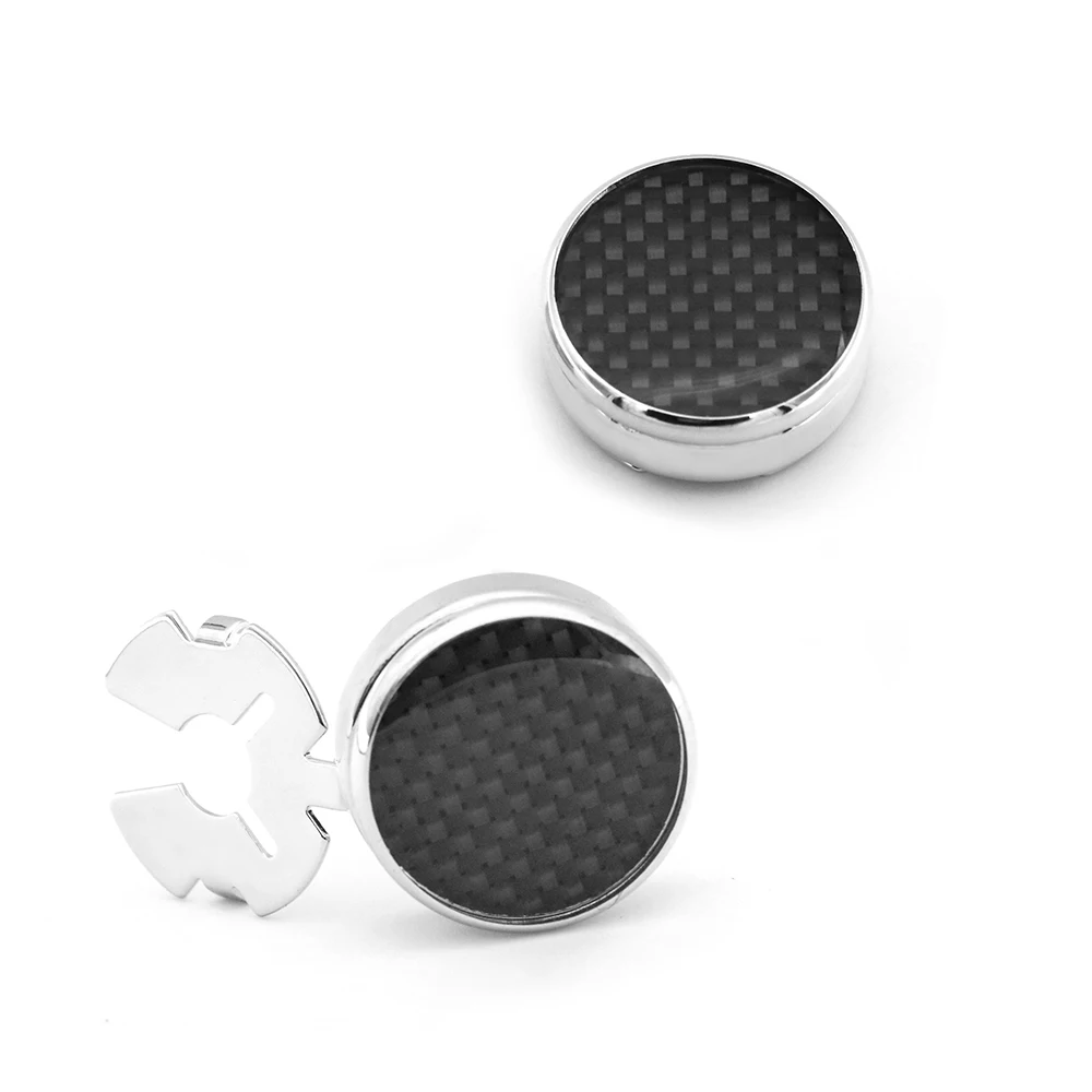 Men\'s Carbon Fibre Cufflinks For Normal Shirt Business Dress Cuff Button Cover Decoration Wedding Cuff Links