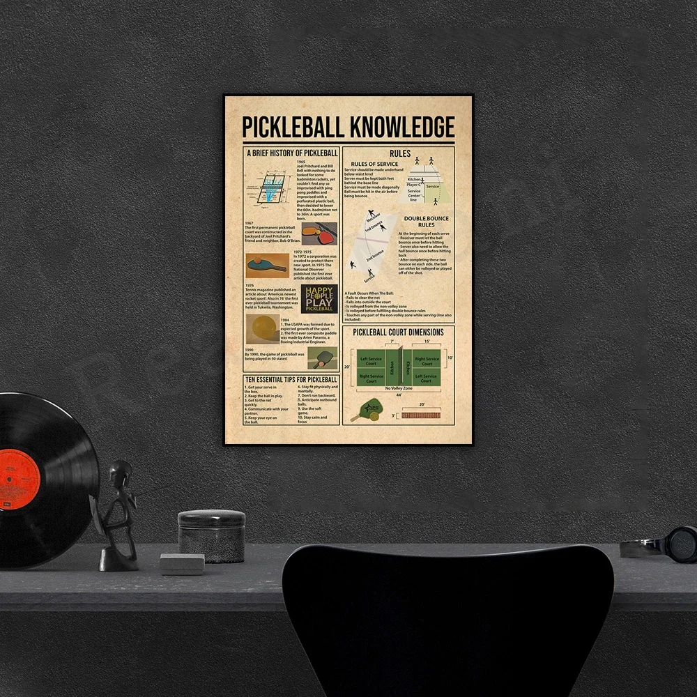 Pickleball Knowledge Frameless Poster, Pickleball Player Gift, Pickleball Lover Poster, Pickleball Poster, Hobby Poster