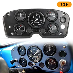 5 In 1 Speedometer Water Temp Gauge Volts Gauge Kit Instrument Panel Complete Universal/Long Meter Instrument Panel Complete