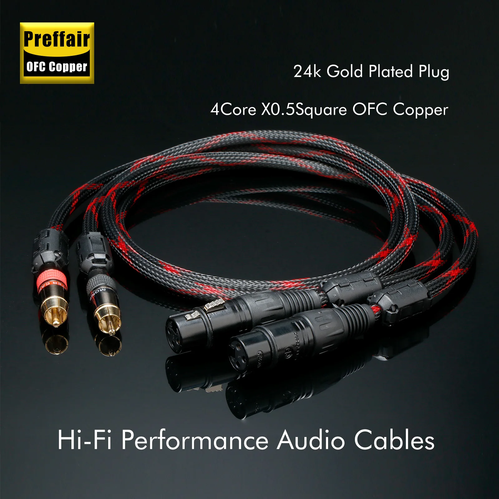 

Preffair X401 XLR Female to RCA Male Audio Cables OFC Copper Stereo Cable with Gold Plated 2XLR to 2RCA Plugs--1 Pair