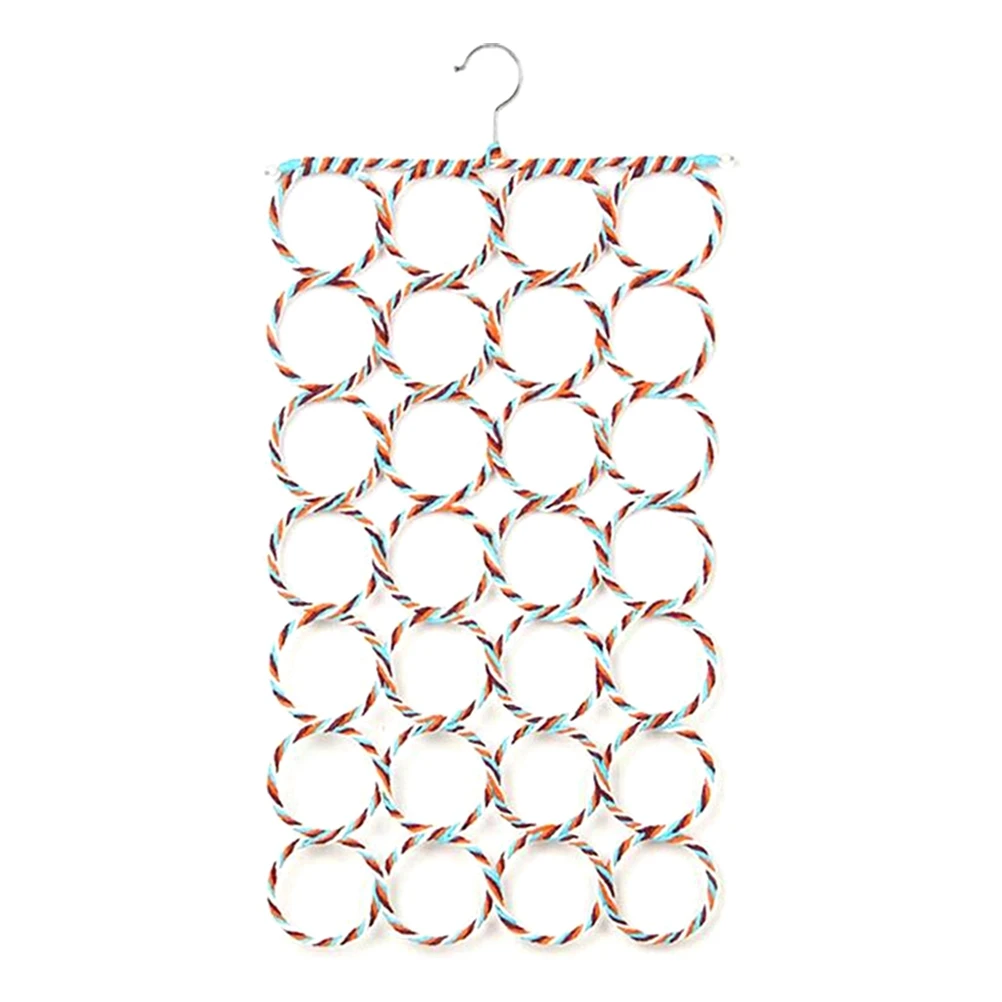 

1Pcs Plastic Storage Tie Rack 28-Circle Multi-Purpose Scarf Hanger Closet Organizer Space Saving Anti-Slip Storage Rack