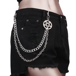 Punk Metal Chain Pentagram Keychains For Men Women Waist Key Chain Trouser Jeans Hip-hop Pants Belt Gothic Rock Emo Accessories