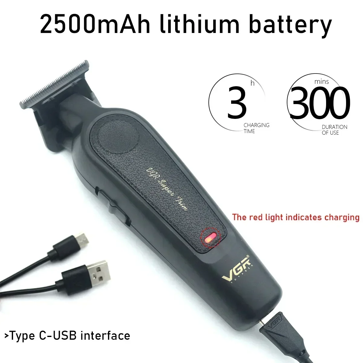 VGR V-995 Electric Hair Clipper for Men Metal Leather Body Household Oil Head Carving LED Digital Display Hair Trimmer - view 4