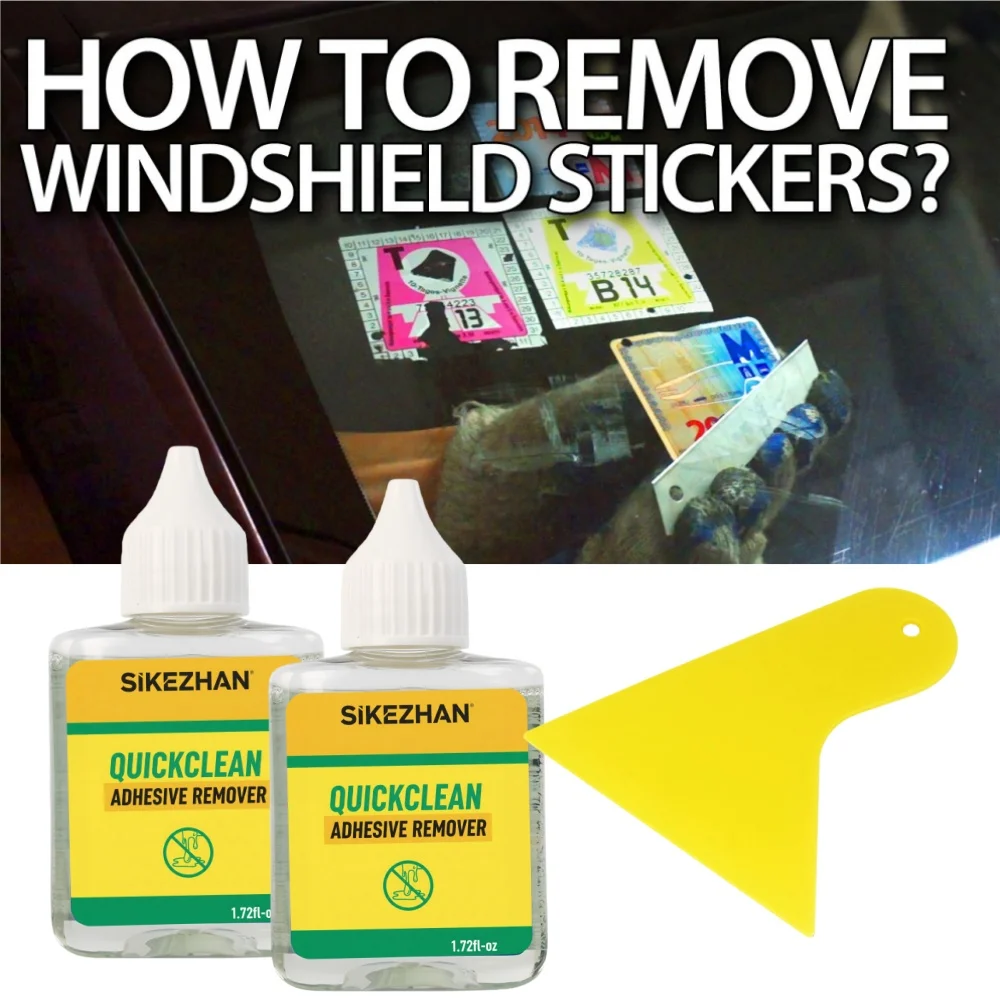 SIKEZHAN Fast-Acting Glue Remover with Scraper, Adhesive Sticker Decal Residue Cleaner Spray for Car Glass All Surfaces
