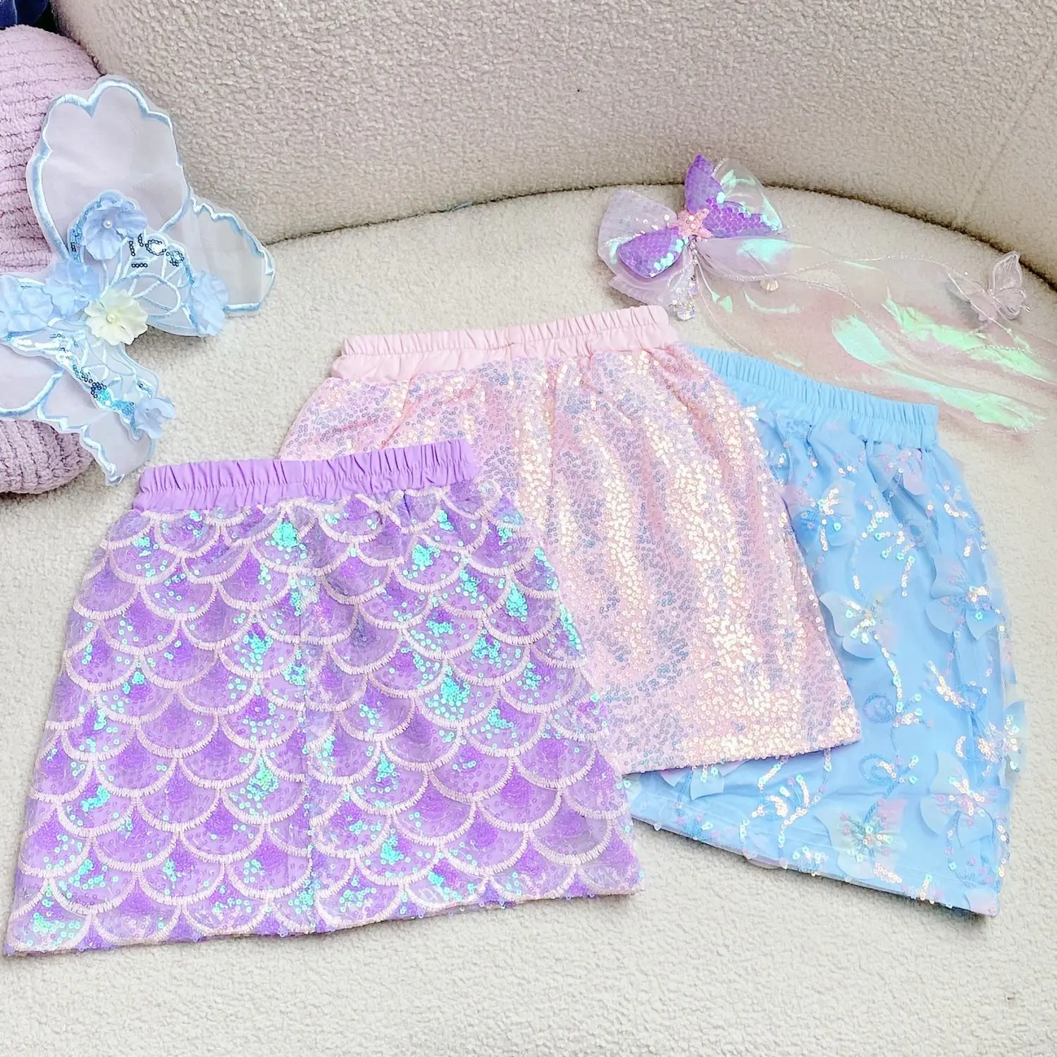 Girls Spring Summer New Skirt 2026 Children Super Fairy Baby Sweet Sequin Skirt Versatile Princess Skirt