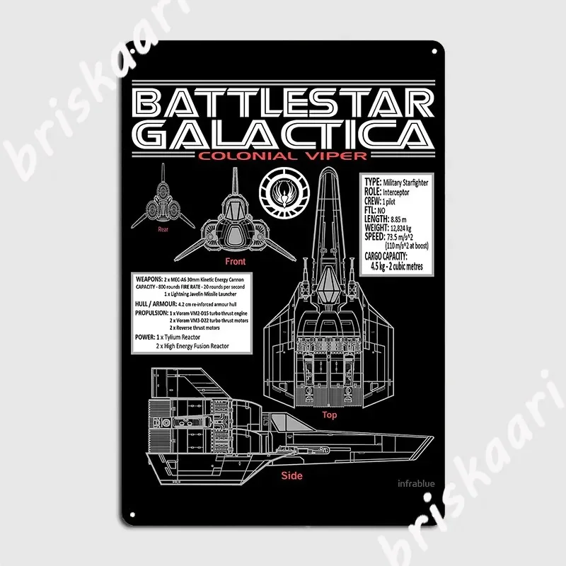 Battlestar Galactica Colonial Viper Metal Sign Wall Decor Retro Club Party Tin Sign Poster