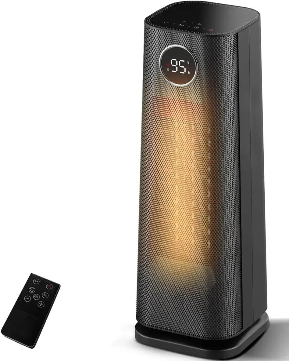 

1500W Portable Ceramic Space Heater with 80° Oscillation, Thermostat, 3 Modes, Timer & Remote for Indoor Use