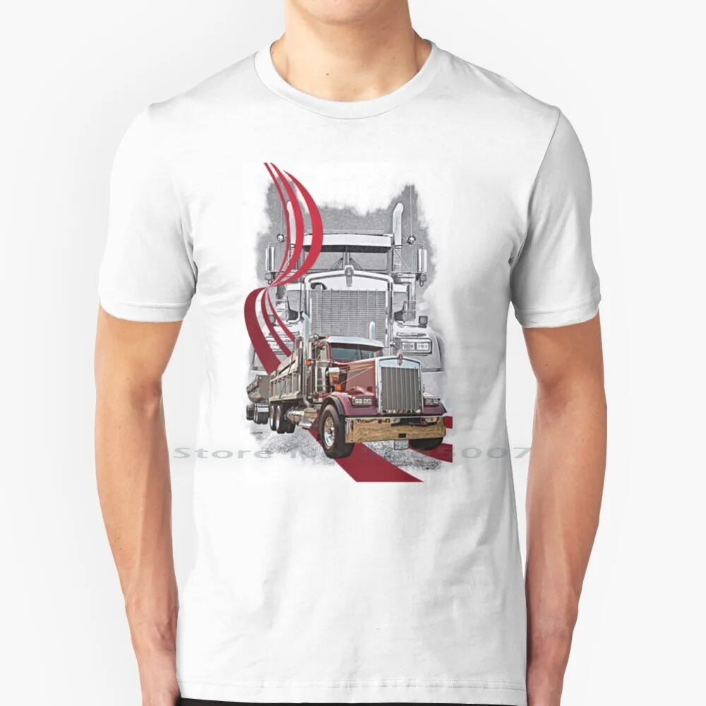 Kenworth End Dump T Shirt Cotton 6XL Big Rigs Semi Trucks Tractor Trailer Tractors Trucks Peterbilt Kenworth Custom Truck