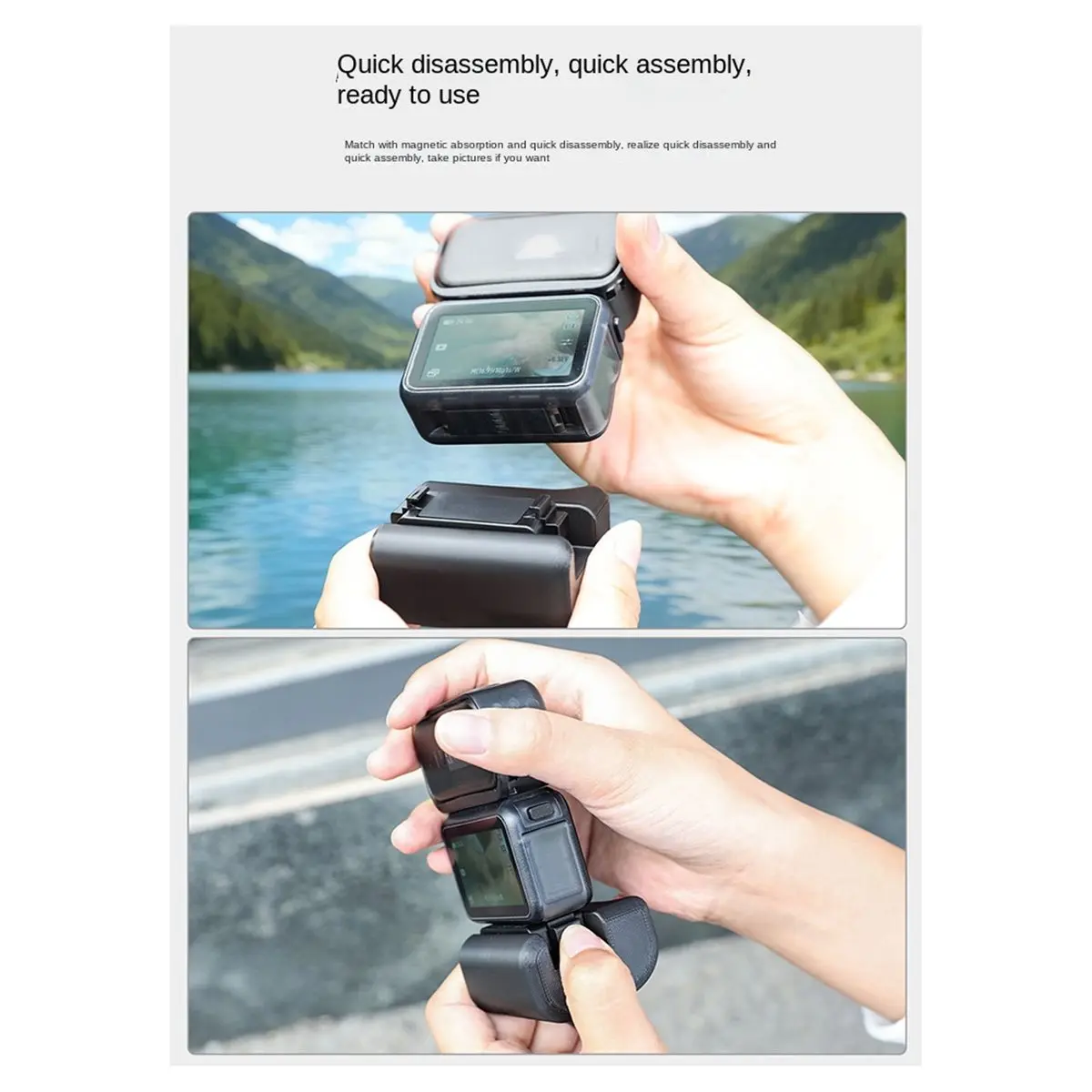 （2026 SUMMER）For Nano Thumb Sports Camera Convert to DSLR Handle Magnetic Suction Quick Release Bracket with Wrist Strap