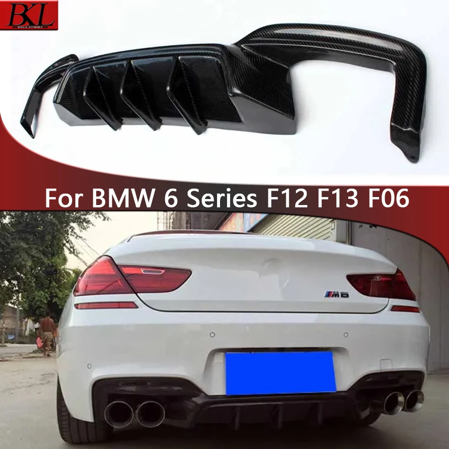 لسيارات BMW 6 Series F12 F13 F06 630i 640i ألياف الكربون المصد الخلفي للسيارة الناشر الخلفي الخائن المفسد مع مصباح الظهر الشفاه طقم الجسم