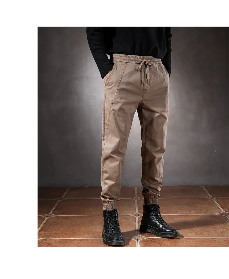 

Khaki Pants Men's New Spring Casual Loose Leggings Trend Trousers Outdoor Hiking Tooling Training Overalls Camp Hunting Clothes