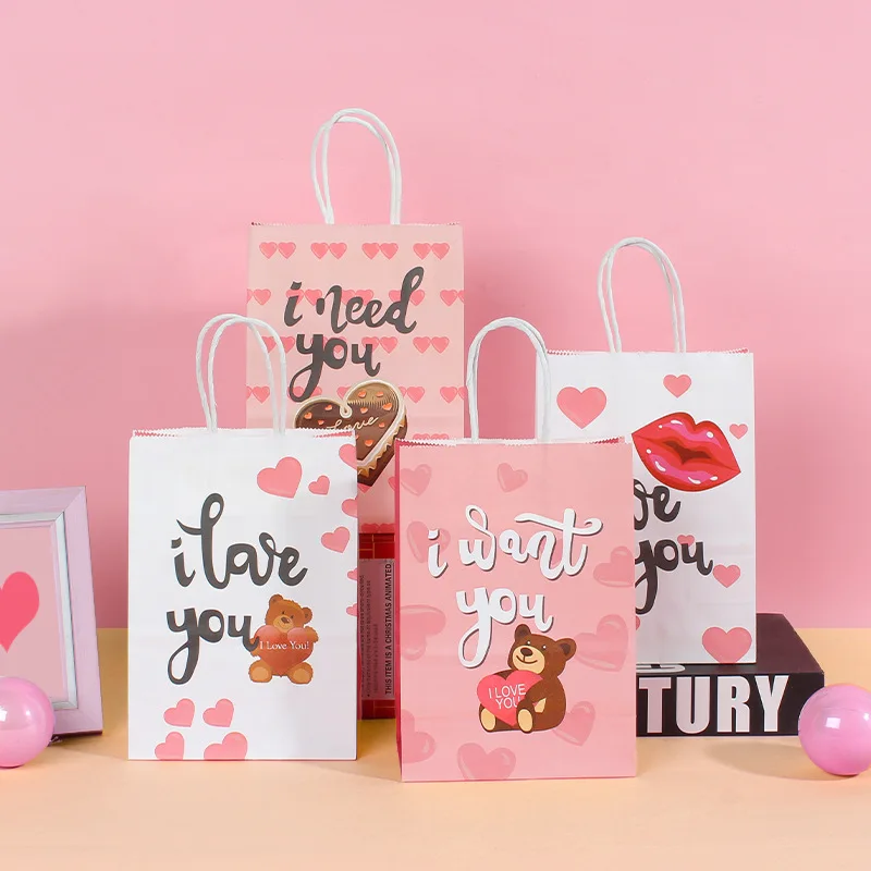 1 Pcs Love Heart Gift Bags Valentines Day Gifts Bags Chocolate Cookies Bags Gifts Pouch Valentines Day Wedding Decoration Favors