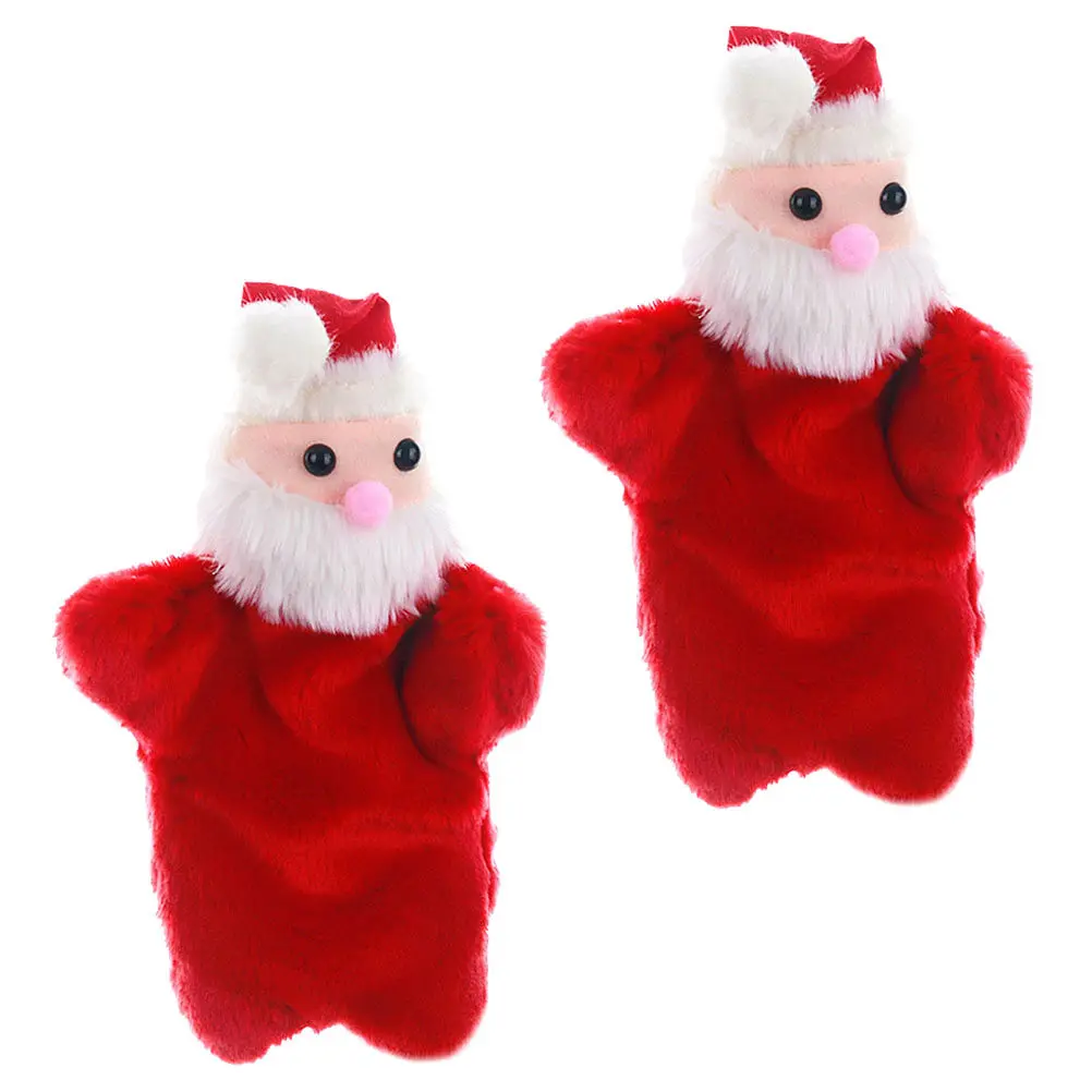 2Pcs Finger Puppet Santa Claus Compact Cartoon Christmas Kids Interaction Learning Activity Christmas Finger Puppet