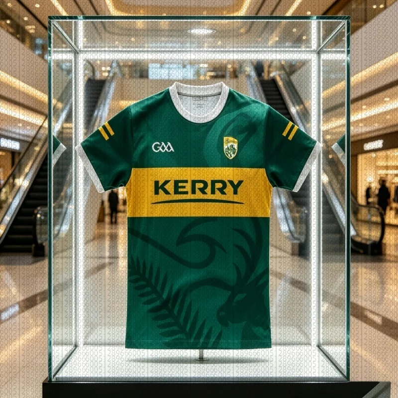 2026 Kerry County Klassisches Grün-Gelbes Gaelic Football Leichtgewichtiges Schnelltrocknendes Trikot Fan-Version Trainingsshirt Eltern-Kind-Oberteil – Detail 1