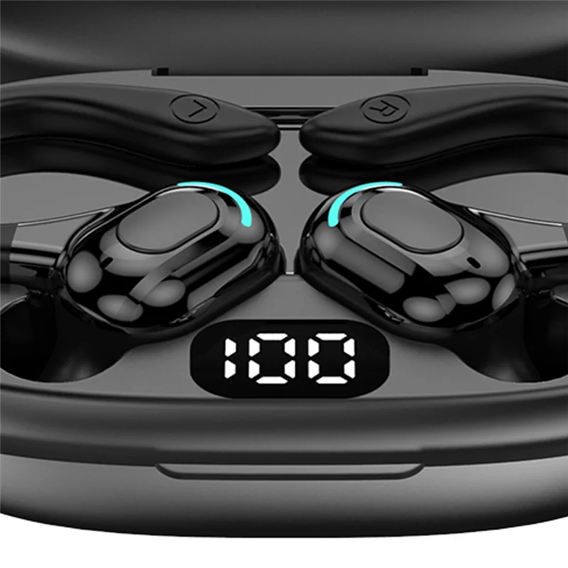 Auricolare Bluetooth con gancio per l'orecchio eccellente Tappi per le orecchie con traduzione intelligente AI Display digitale Auricolare sportivo con riduzione del rumore