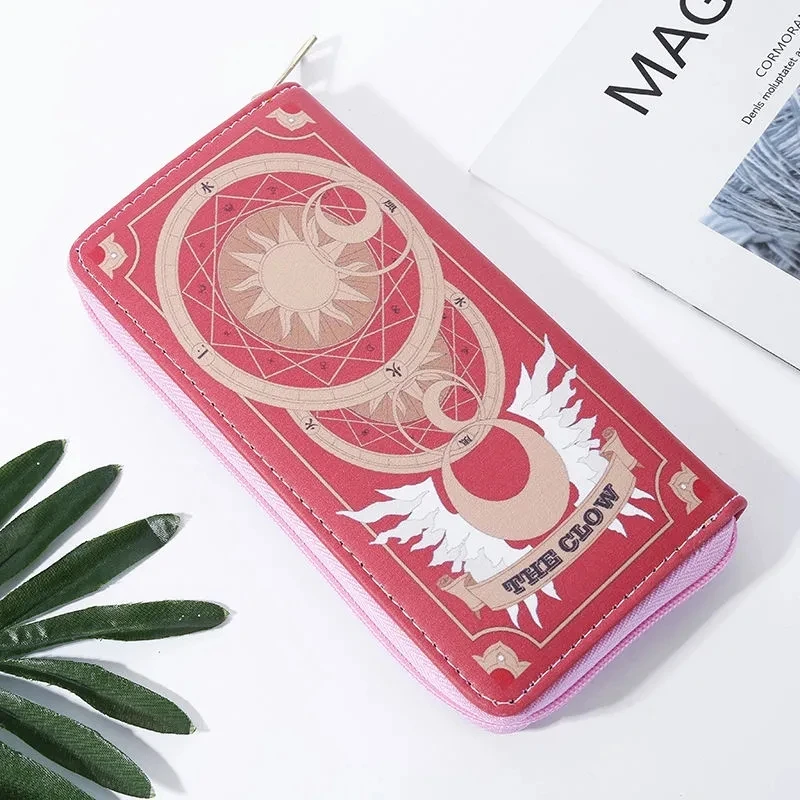 Anime Card Captor SAKURA Wallet Clow Card Long PU Leather Zipper Coin Purse Handbag Kawaii Girl Gift