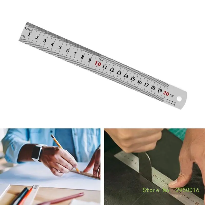 15/20/30/50cm Stainless Steel Ruler Double Side Centimeter Inches Scale Metric Ruler Architecture Drawing Office School Supplies