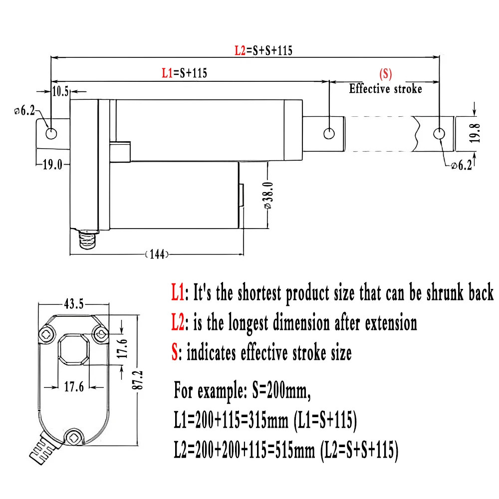 Linear Actuator 12V 24V High Thrust 2500N 2200N 1800N 1200N 500N Linear Actuator Motor 50-800mm Stroke for Automation Equipment
