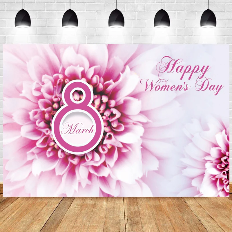 Photo Backgrounds for Photography Womens Day Decorations Pink Flowers 8 March Backdrop Adult Female Party Photo Banner Props