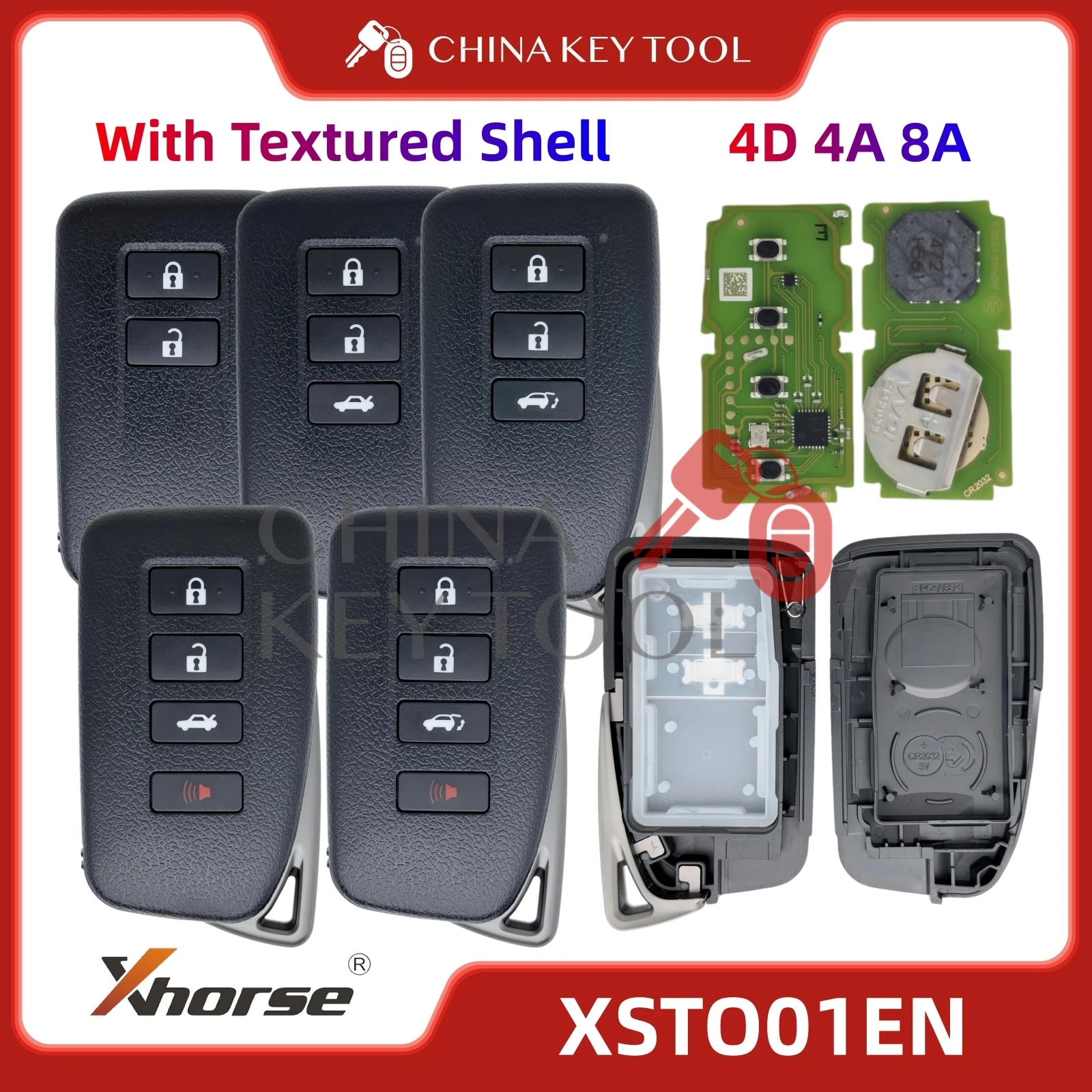 Xhorse XM38 XSTO01EN Universal Smart Key Fob Global Version Support 4D/8A/4A Chip Textured Finish Key Shell for Lexus