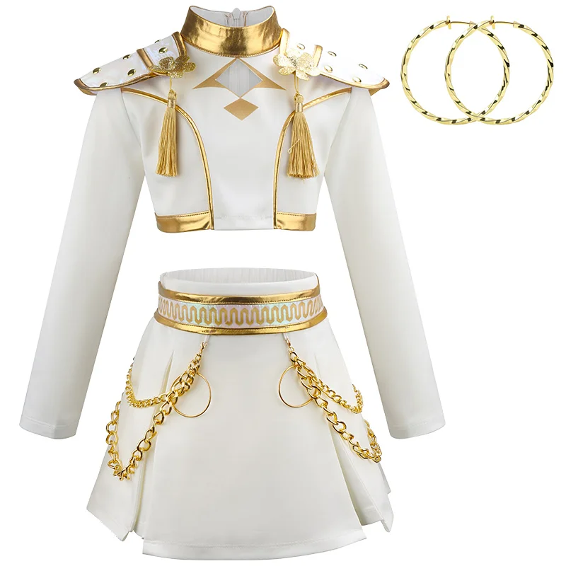 

Kpop Devil Hunter Girl Costume Zoe Role Play Halloween Performance Hot Girl Show Costume Shining Ear Clip Girl Anime Costume