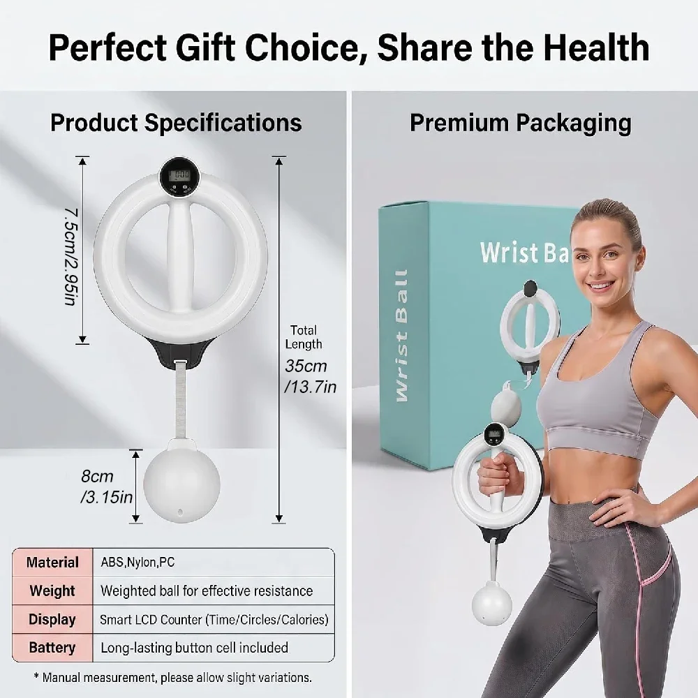White 360 ° Rotary Handheld Fitness Machine - Portable Arm and Full Body Workout for Home Gym, Yoga, Pilates, Reduce Fat Burning