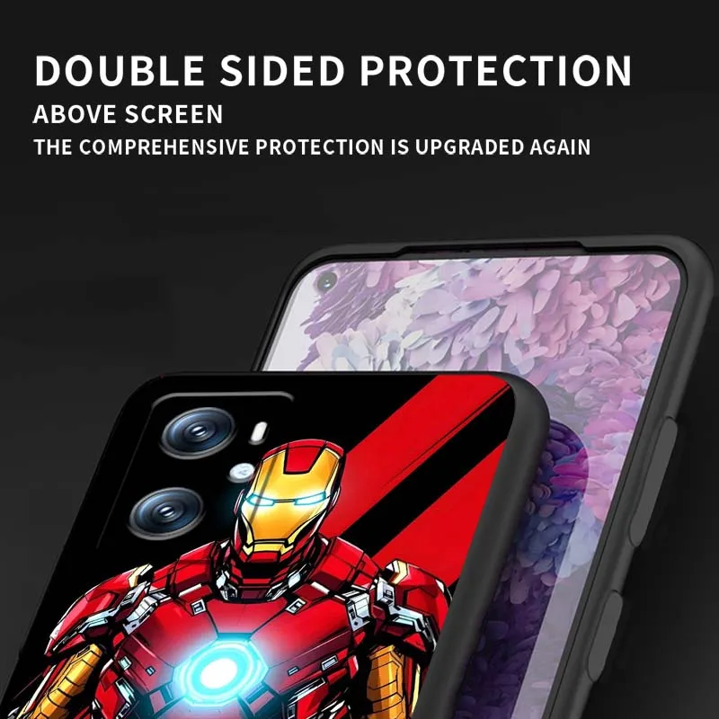 غطاء M-Marvels I-Irons M-Mans لـ OPPO Reno 5 6 7 A96 A40 A58 Realme GT A74 A78 Neo2 A74 A78 Find X5 X3 X7 X8 أسود