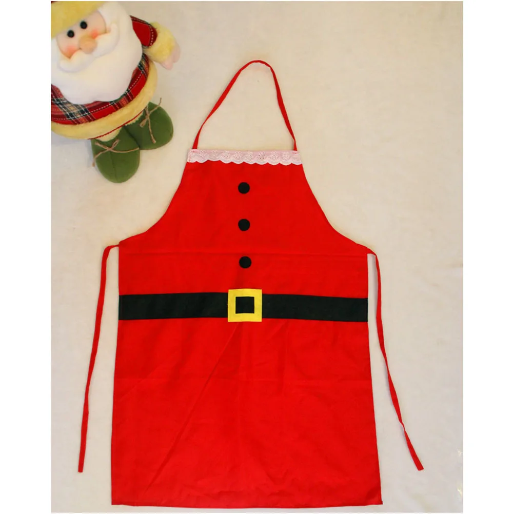 

Red Xmas Halterneck Sleeveless Apron 75x52cm Polyester Nylon Unisex Kitchen Chef Cook Protective Wear Christmas Apron