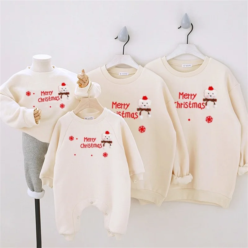 Christmas Family Matching Outfits Father Son Padded Sweater Parent-Child Mother Daughter Cartoon Tops Fall And Winter Clothes