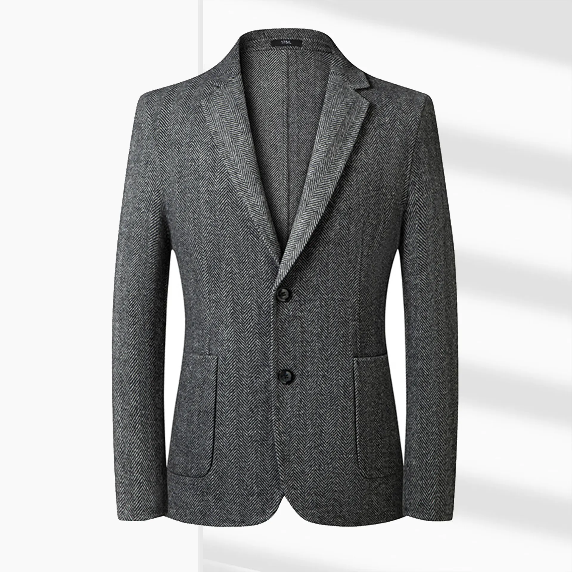 1-A120   Wool Small Suit Men's Spring and Autumn Herringbone Handmade Wool Double-Sided Plaid Suit Short Jacket