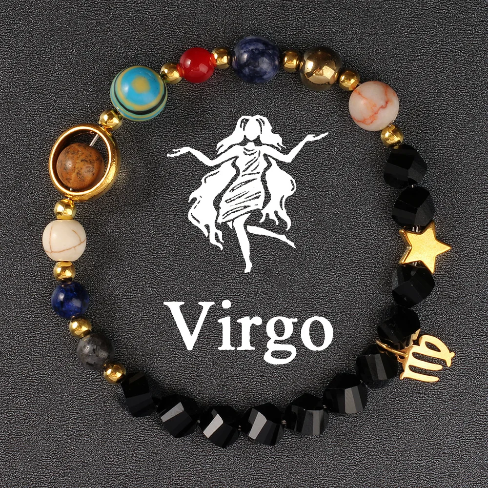 زوجين الصداقة اثني عشر الأبراج سوار غير النظامية قطع الحجر الطبيعي ثمانية كواكب مطرز الإسورة سيدة الرجال المجوهرات العصرية