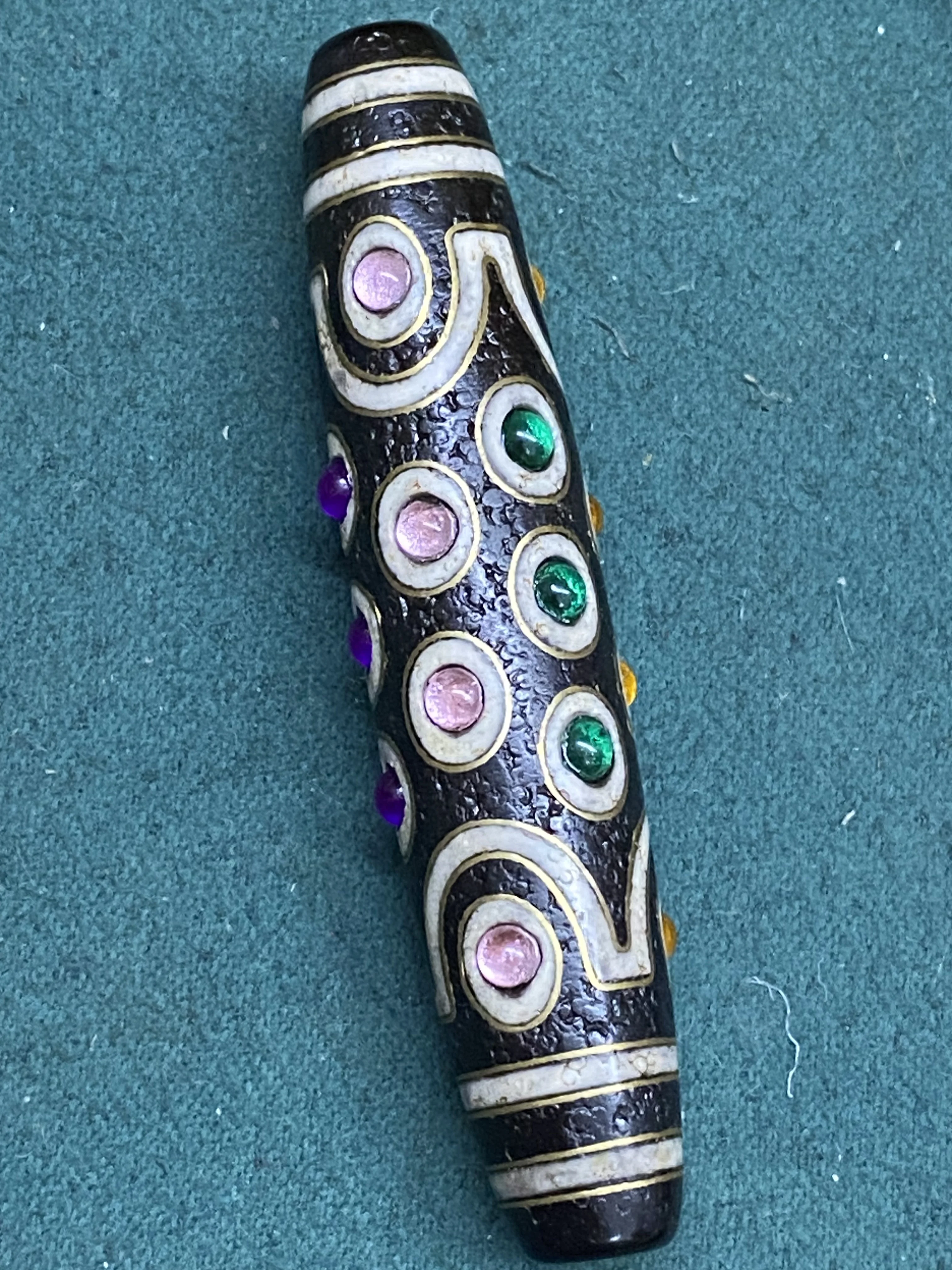 

Magic Tibetan Old Oily Silver&crystal Inlay 21 eyed Totem dZi Bead Pendant Amulet Talisman Treasure Timestown UPD22