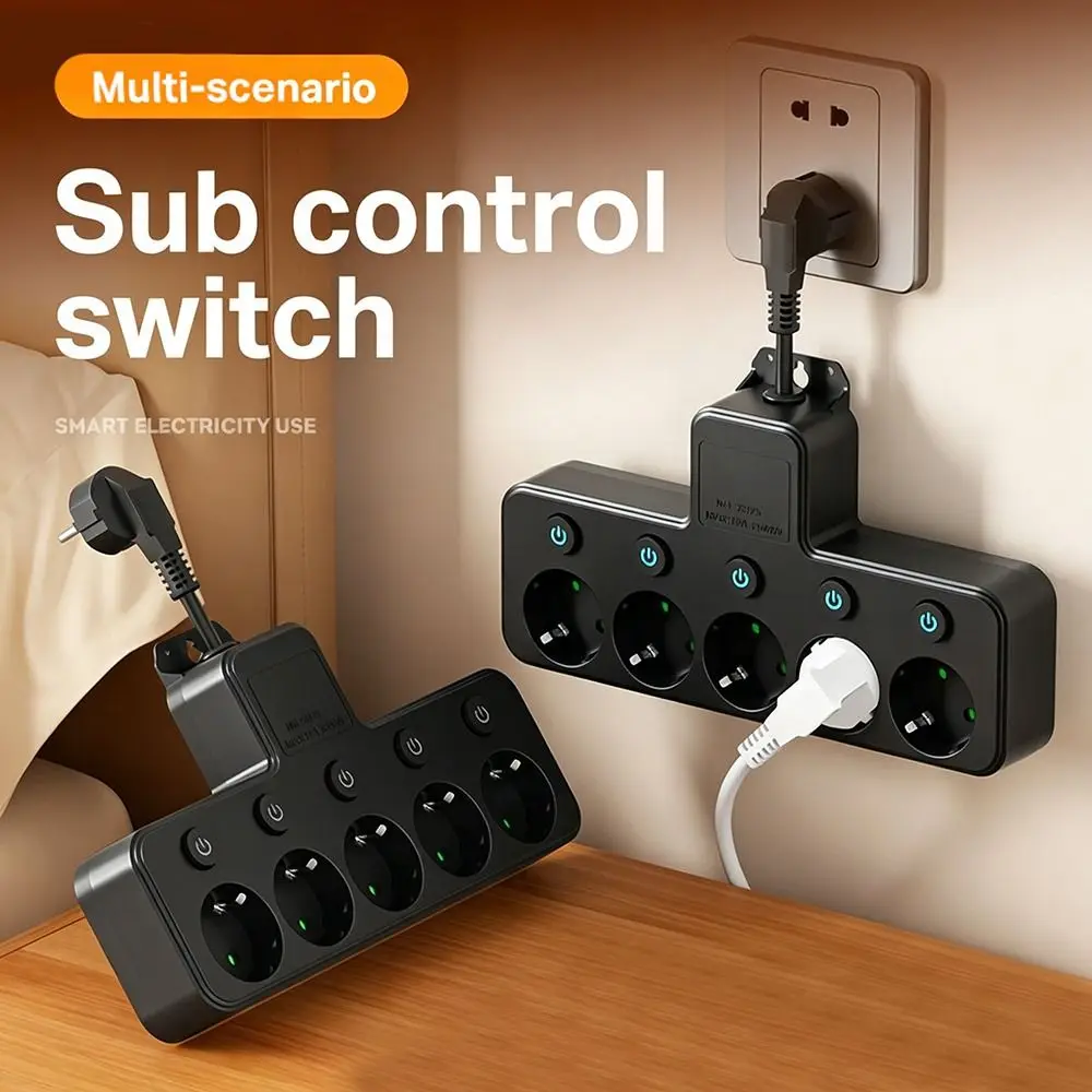 

Durable 4/5 Plugs EU Plug Outlet USB Type-C Ports Outlet Electrical Socket Wall Mounted Universal Power Strip Home Offices