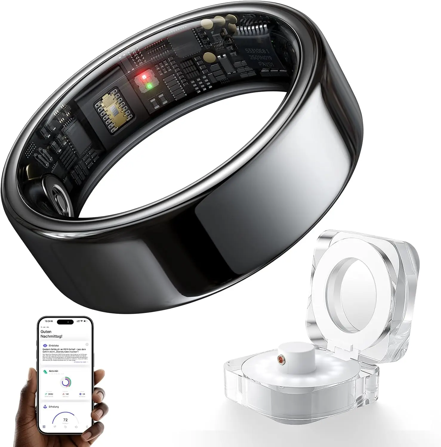 

Smart Health Ring: AI Sleep Tracker, Heart Rate Monitor, Waterproof Ceramic Design for iOS/Android