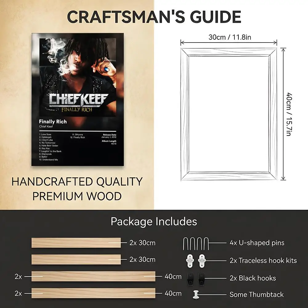 C-Chief Keef Rapper Album Painting Calligraphy HD Modern Style Inner Frame Canvas Poster Bedroom Room