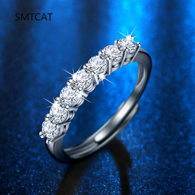 

Sparkling Diamond Moissanite Ring Matching Wedding Diamond Band for Women 925 Sterling Silver Female Single Tail Ring Anillos