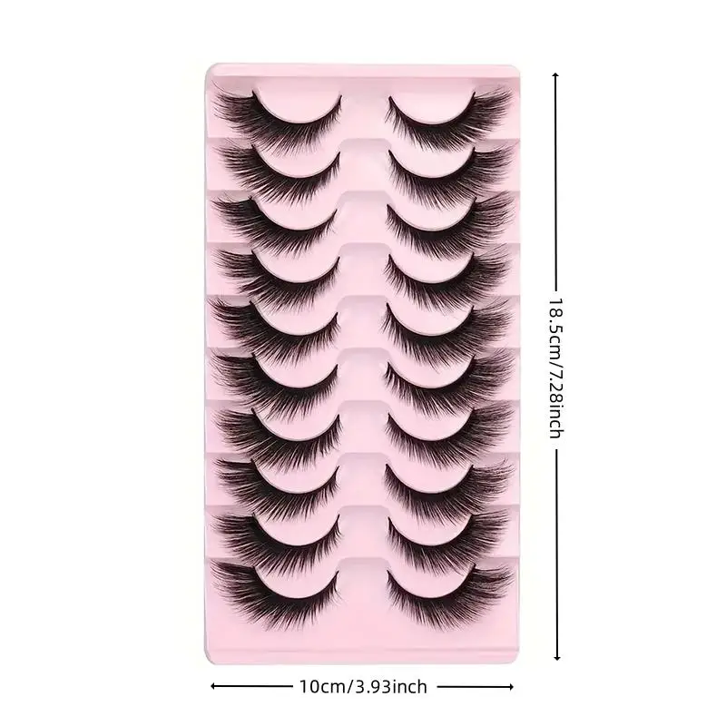 10 pairs of fox eye eyelashes, natural looking cat eye eyelashes, eyelash extension bar shaped 3D 16mm eyelash pack 10 pairs