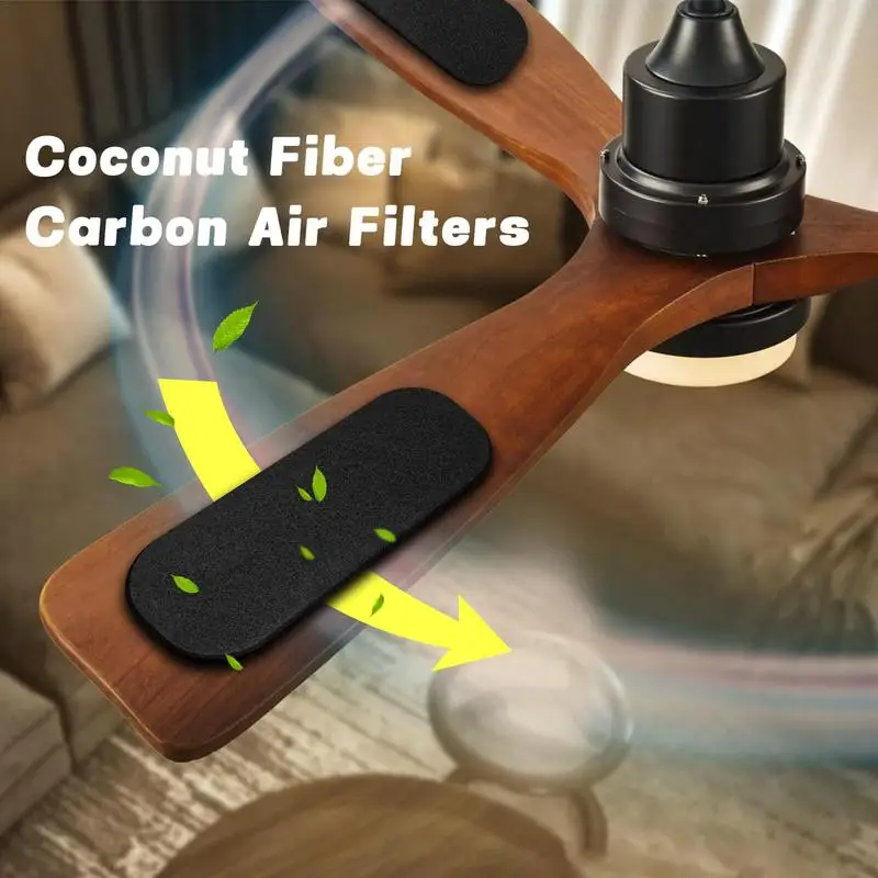 Coconut Carbon Filters For Fan 6 Pcs Coconut Carbon Ceiling Fan Air Filter Self-Adhesive Invisible Ceiling Fan Air Filter Easily