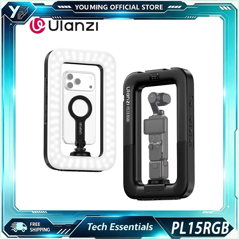 Ulanzi PL15RGB ハンドヘルドRGBリングフィルライト CCT調整可能 iPhone 17 16 DJI Pocket3 ライブストリーミング Vlog ポートレート撮影用