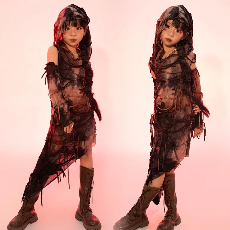 

Girls Dune Wasteland Wind Turbine Catwalk Trendy Clothes Children's Sports Jazz Dance Car Model Punk Style Performance Clothes