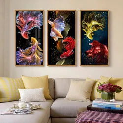 Full Square Round Diamond Painting Fish Fantasy Home Decor Mosaic Cross Stitch Animal Goldfish Embroidery Wall Sticker