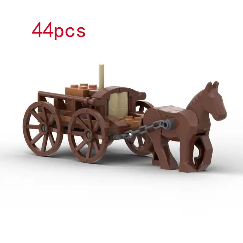 

MOC medieval castle decoration carriage chariot stable DIY creative assembly building block toys children's birthday gift