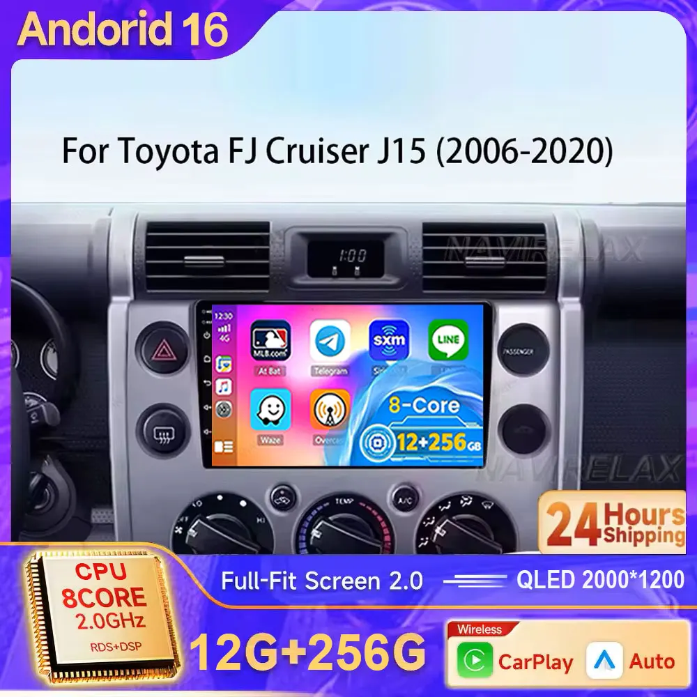 Android16 Car Navigation Radio For Toyota FJ Cruiser J15 2006 - 2015 2016 2017 2018 2019 2020 GPS Multimedia Video Player Stereo
