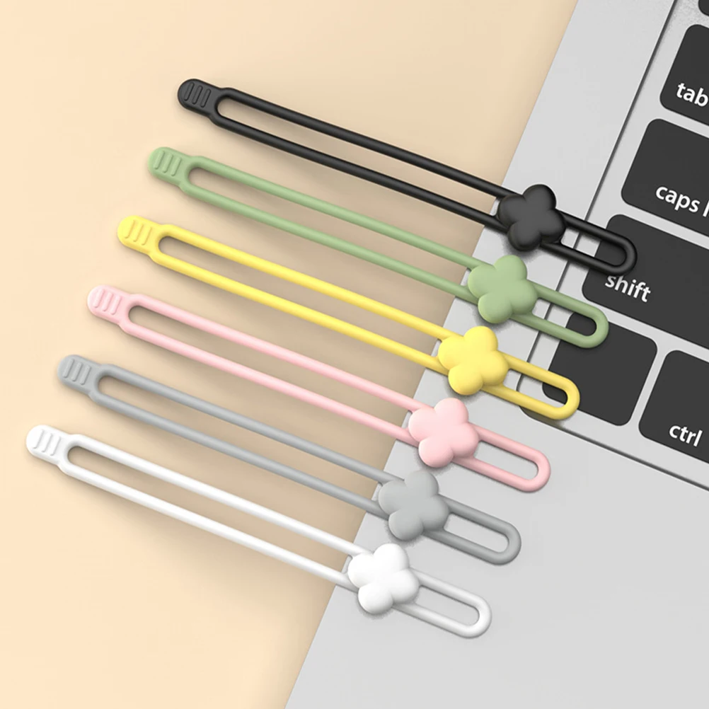 

12pcs Silicone Cable Straps Cord Organizers Reusable Cable Ties For Power Usb Chargers Wire Holders Desktop Office Home Use