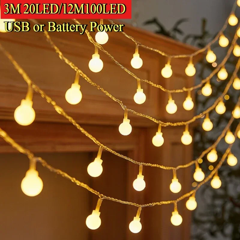 

3-12 м шаровые гирлянды, глобусы, гирлянды с USB/батарейным питанием для сада, Рождества, спальни, свадьбы, кемпинга, палатки, декор