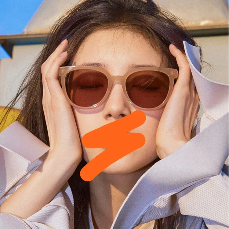 Korean Version of Jelly Tea Sunglasses Ladies Temperament Street Style Sunglasses Classic Design Small Face Sunglasses Uv400