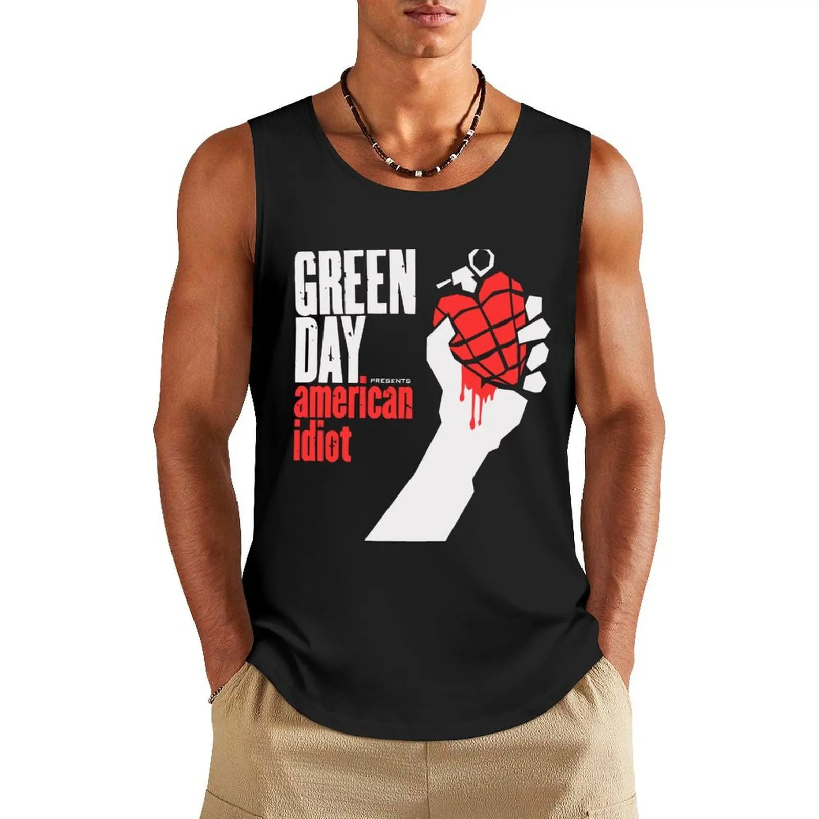 

GD Green Idiot V2 Tank Top T-shirt man gym clothes men T-shirts men muscle t-shirt