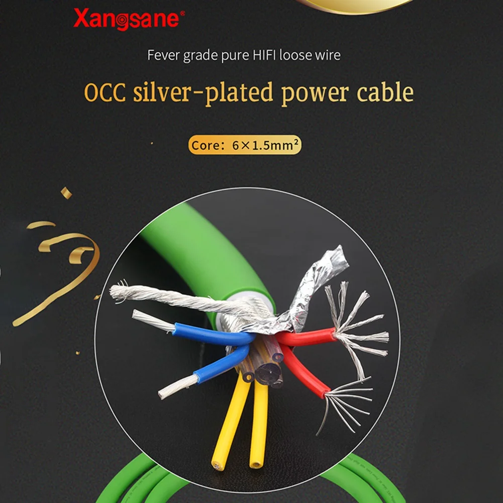 Xangsane 7N Single Crystal Copper Silver-Plated Fever Power Cord HiFi Audio Cable Audio Cable Power Cord