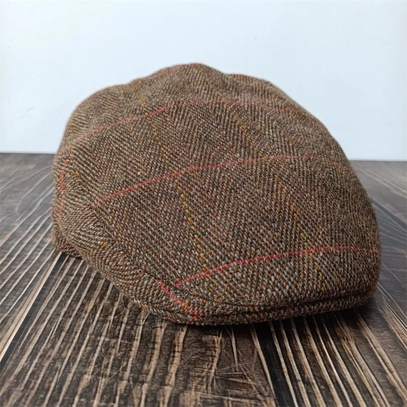 

Plaid Boston Scally Cap - Wool Slainte Patchwork Edition - Derby Tweed Single Panel Newsboy Cap for Men - Patchwork With 50-60cm