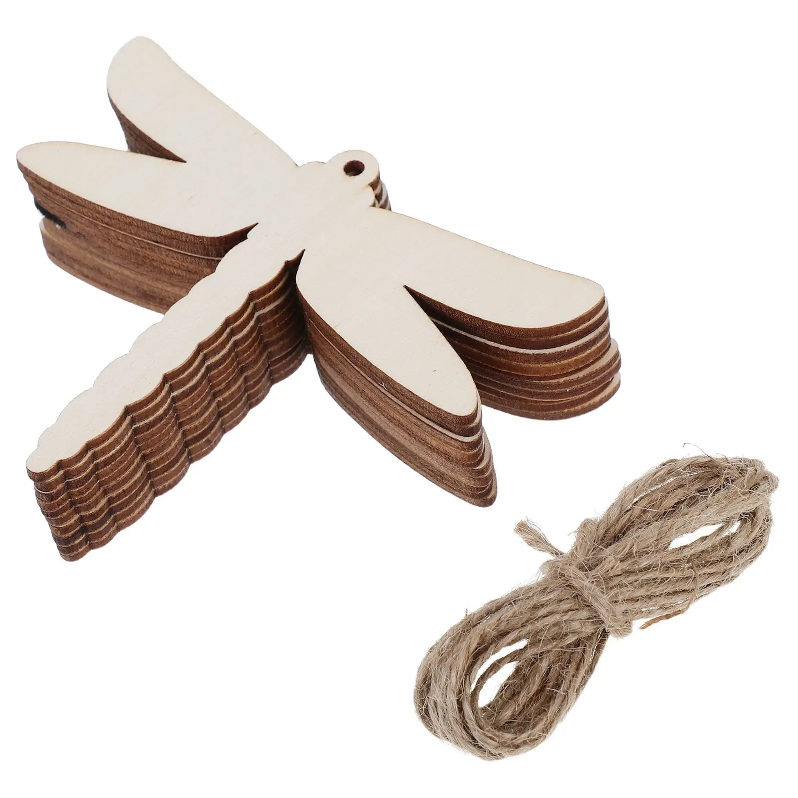 

20PCS Blank Animal Decoration Sturdy Wood Dragonfly Shaped Embellishment Cute Ornaments Birthday Wedding Parties Prom Bars